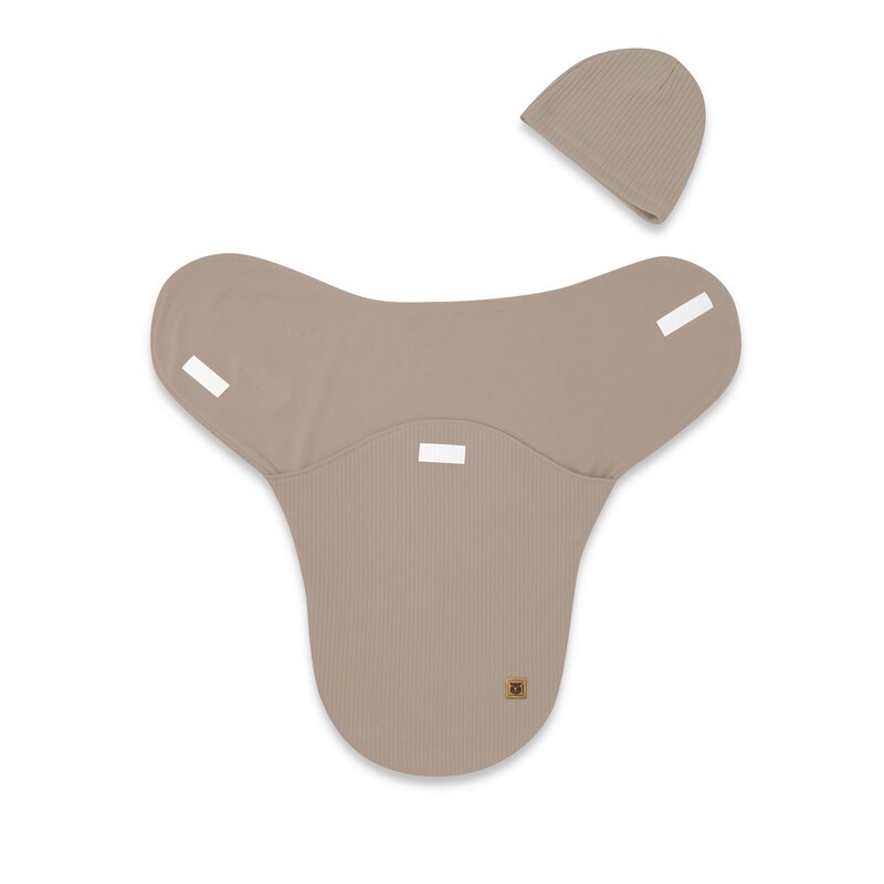 Sistem de infasare si caciulita MimiNu Soft Mocha, 0-3 luni, Leo, din bumbac