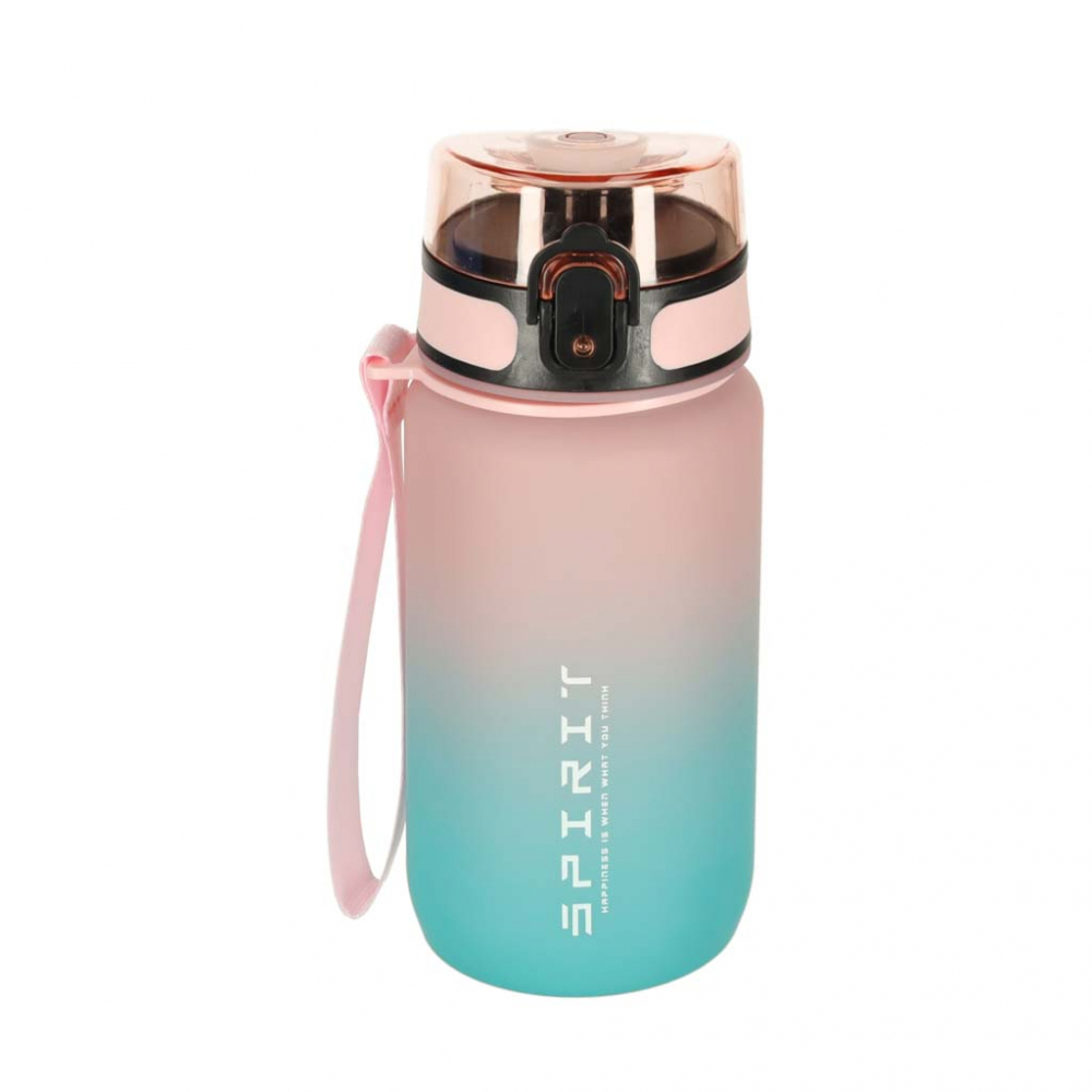 Sticla de apa motivationala Ikonka bluepink, cu marcaje de timp si volum, capac anti-scurgere, capacitate 600 ml - 2 | YEO