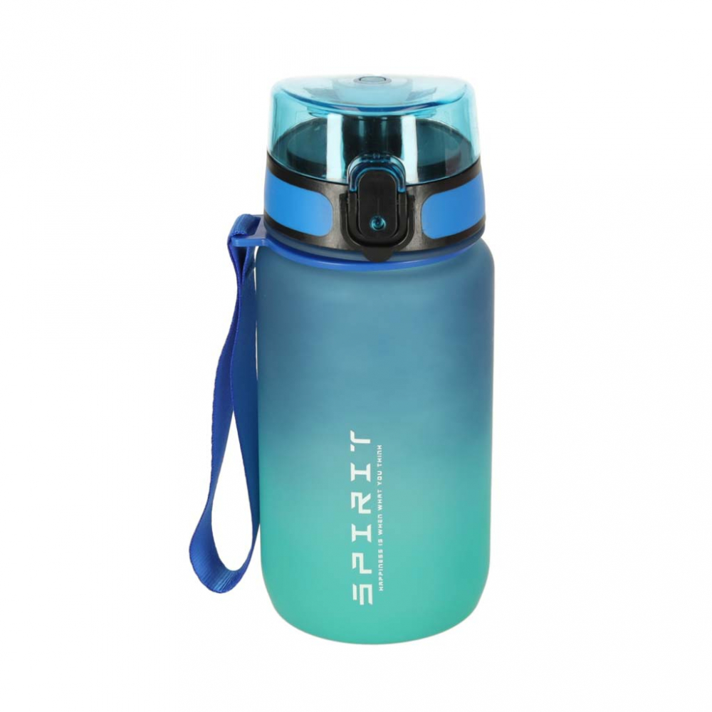 Sticla de apa motivationala Ikonka bluegreen, cu marcaje de timp si volum, capac anti-scurgere, capacitate 600 ml - 2 | YEO