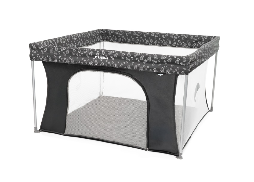 Tarc de joaca pentru copii Kidnort Snoen Dark Grey, pliabil, design modern si sigur, acces mare cu fermoar actionat din exterior, husa depozitare inclusa, dimensiune  126.5 x 74.5 cm - 2
