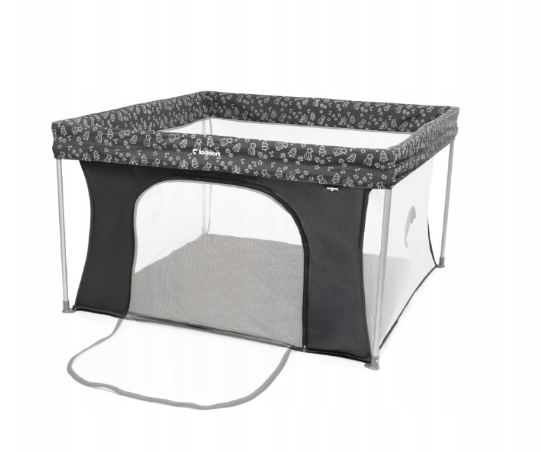 Tarc de joaca pentru copii Kidnort Snoen Dark Grey, pliabil, design modern si sigur, acces mare cu fermoar actionat din exterior, husa depozitare inclusa, dimensiune  126.5 x 74.5 cm - 3