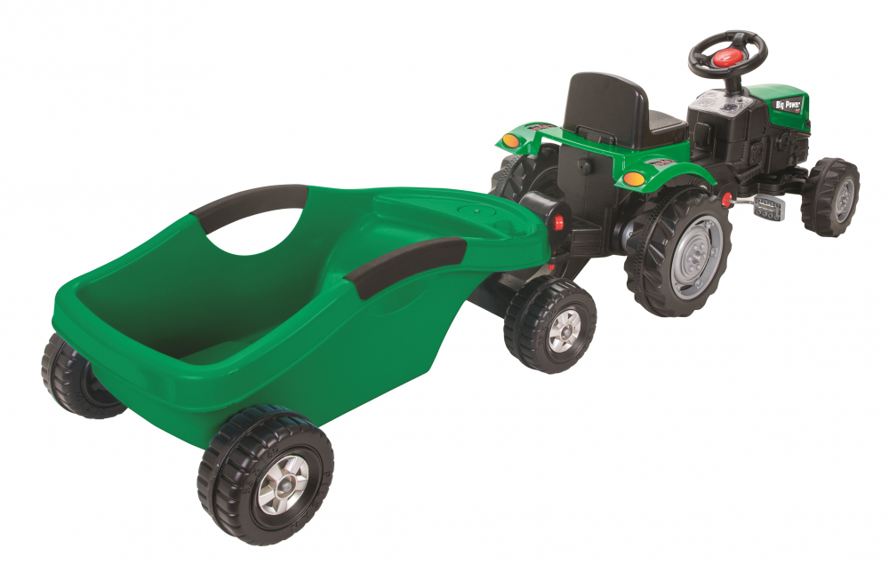 Tractor cu pedale si remorca Pilsan Big Trolley Green