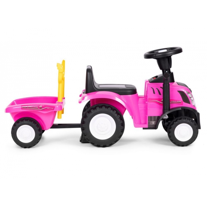 Tractor fara pedale New Holland cu remorca pentru copii 658T Roz - 1