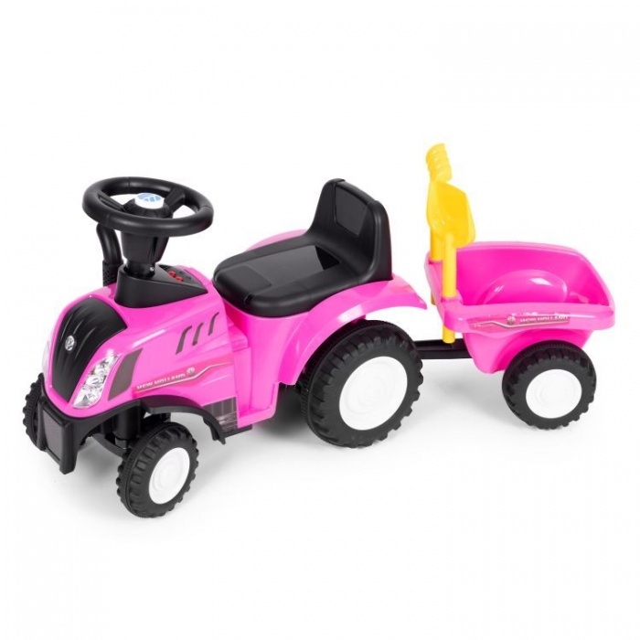 Tractor fara pedale New Holland cu remorca pentru copii 658T Roz - 2