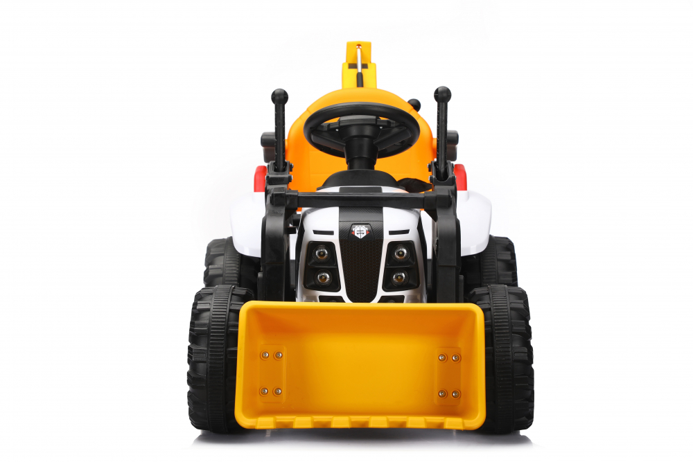 Tractor electric cu remorca si 2 cupe pentru copii Nichiduta Digger Scorpion Yellow 12V,telecomanda 2.4G,2 motoarex25w,scaun din piele ecologica,cupe mobile,suport picioare,cotiere,roti late rezistente,muzica,lumini LED - 3
