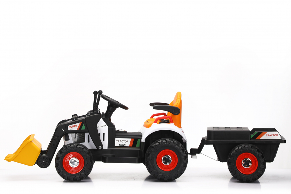 Tractor electric cu remorca si cupa pentru copii Nichiduta Digger Scorpion Yellow 12V,telecomanda 2.4G,2 motoarex25w,scaun din piele ecologica,cupa mobila,suport picioare,cotiere,roti late rezistente,muzica,lumini LED - 1