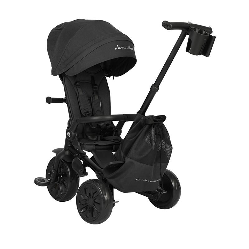 Tricicleta ultrapliabila Qplay Nova Max Negru, maner telescopic, spatar rotativ si reglabil, cadru din aluminiu, roti Eva, accesorii incluse - 1 | YEO