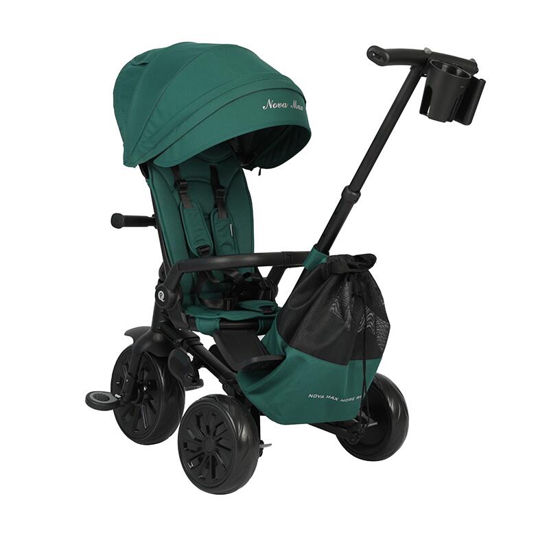 Tricicleta ultrapliabila Qplay Nova Max Verde, maner telescopic, spatar rotativ si reglabil, cadru din aluminiu, roti Eva, accesorii incluse - 1 | YEO