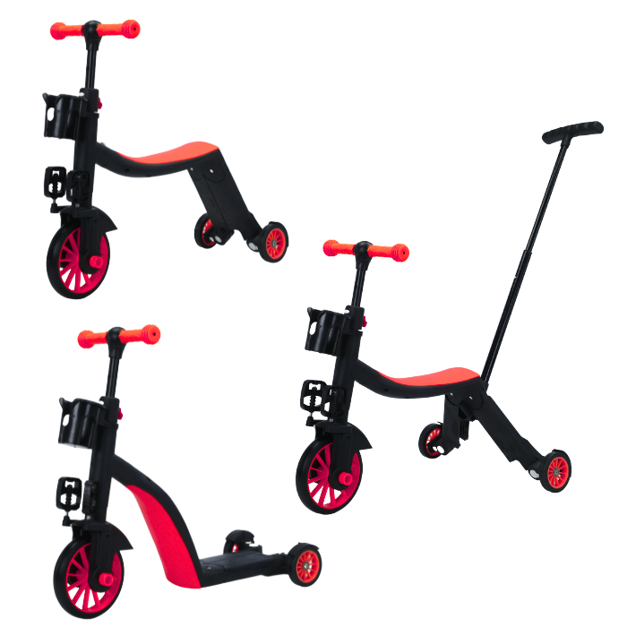 Trotineta multifunctionala 8in1 Doris Rosu tranformabila in tricicleta,bicicleta echilibru,trotineta,ghidon cu inaltime reglabila,usor de transformat,se adapteaza nevoile in crestere ale copilului,Sarcina admisa 50 kg - 2