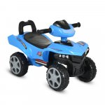 ATV copii fara pedale Moni No Fear Blue cu compartiment pentru jucarii, volan cu claxon, functii luminoase si muzicale, spatar,roti rezistente,sistem antirasturnare