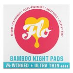 Absorbante lungi de noapte cu aripioare din bambus 4 picaturi Flo 14 bucati