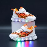 Adidasi cu luminite pentru baietei Orange Dino marime 21