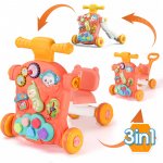 Antepremergator pentru copii, Malplay orange, multifunctional 3in1, cu panou educativ-interactiv detasabil, telefon, angrenaje rotative, roti antiderapante, ghidon inaltime ajustabila, dimensiune 44 x 48 x 48 cm