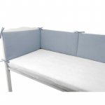 Aparatoare pentru patut Qmini Jeans, din muselina dubla, 180x30 cm, cu panglici