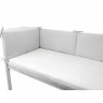 Aparatoare pentru patut Qmini Gray, din muselina dubla, 180x30 cm, cu panglici