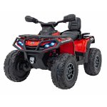 Atv electric pentru copii Can-Am Outlander Red, 4 motoare x 45W, baterie 12V/14Ah, soft start la buton, panou audio, roti eva, scaun piele