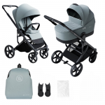 Carucior pentru copii Avionaut Sirius Blue 2 in 1 cu suspensie, maner telescopic, geanta, greutate admisa 22 kg