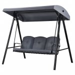 Balansoar pentru gradina cu 3 locuri si copertina impermeabila 205x118x184 cm Gri