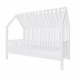 Baldachin lateral din muselina pentru pat tip casuta, Little Amy, Alb, 180x155 cm