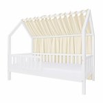 Baldachin lateral din muselina pentru pat tip casuta, Little Amy, Crem, 160x155 cm