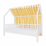 Baldachin lateral din muselina pentru pat tip casuta, Little Amy, Galben, 180x155 cm