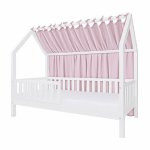 Baldachin lateral din muselina pentru pat tip casuta, Little Amy, Mov deschis, 160x155 cm