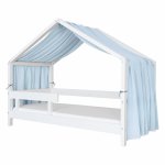 Baldachin muselina pentru pat tip casuta, Little Amy, Albastru deschis, 300 cm