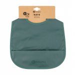 Baveta impermeabila cu buzunar Petite&Mars Nate, fara pvc si ftalati, 37x27 cm, 6 luni+, prindere velcro, verde