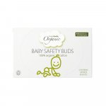 Betisoare urechi din bumbac organic cu opritor Simply Gentle Organic pentru bebelusi 60 bucati