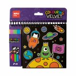 Bloc de colorat din catifea neagra Spatiu Apli include 5 markere