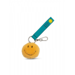 Breloc pufos bag charm Smiley galben 7 cm