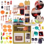 Bucatarie interactiva-realista pentru copii, verde, cu chiuveta functionala, abur, lumini, sunete, pana la 49 accesorii incluse, dimensiune 85 x 61 x 24 cm