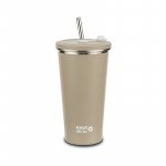 Cana termica cu pai din otel inoxidabil Nava We care Bej 520 ml