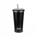 Cana termica cu pai din otel inoxidabil Nava We care Negru 520 ml