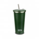 Cana termica cu pai din otel inoxidabil Nava We care Verde 520 ml