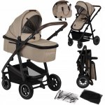 Carucior pentru copii Lionelo Amber Bej, 2 in 1, cadru aluminiu, cu landou intarit si salteluta moale, reversibil, maner ajustabil, accesorii, pana la 22 kg, EN1888-1