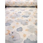 Cearsaf pentru pat copii Nichiduta Bear cloud blue 120x60 cm din bumbac cu banda elastica roata