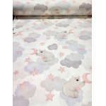 Cearsaf pentru pat copii Nichiduta Bear cloud pink 120x60 cm din bumbac cu banda elastica roata