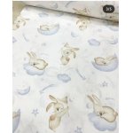 Cearsaf pentru pat copii Nichiduta Blue bunny 120x60 cm din bumbac cu banda elastica roata
