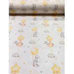 Cearsaf pentru pat copii Nichiduta Bunny with moon and stars 120x60 cm din bumbac cu banda elastica roata