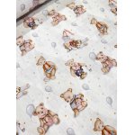 Cearsaf pentru pat copii Nichiduta Grey bear 120x60 cm din bumbac cu banda elastica roata