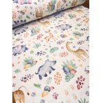 Cearsaf pentru pat copii Nichiduta Jungle 120x60 cm din bumbac cu banda elastica roata