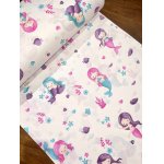Cearsaf pentru pat copii Nichiduta Mermaids 120x60 cm din bumbac cu banda elastica roata