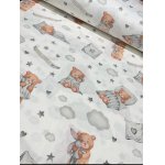 Cearsaf pentru pat copii Nichiduta Sleeping bear grey blanket 120x60 cm din bumbac cu banda elastica roata