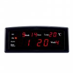 Ceas digital afisaj led rosu, data, alarma, temperatura Caixing Negru