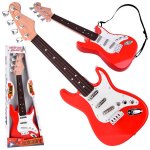 Chitara electronica pentru copii Jokomisiada red, cu 4 corzi metalice, dimensiune 44 x 15 x 4.5 cm