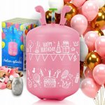 Cilindru cu heliu 0.20 m3 cu 30 de baloane si 40m panglica Ricokids Roz