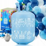 Cilindru cu heliu 0.20 m3 cu 30 de baloane si 40m panglica Ricokids Albastru