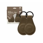 Set 2 clipsuri magnetice din piele ecologica maro pentru carucior