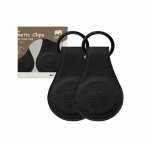 Set 2 clipsuri magnetice din piele ecologica neagra pentru carucior